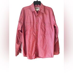 Wrangler Rugged Wear Wrinkle Resist Red Plaid Long Sleeve Button Down Mens Large